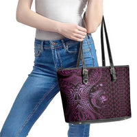 Aloha Hawaii Hammerhead Shark Leather Tote Bag Purple Kakau and Polynesian Tattoo LT03 - Polynesian Pride