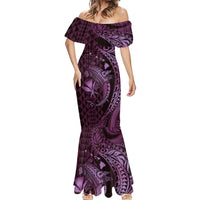 Aloha Hawaii Hammerhead Shark Mermaid Dress Purple Kakau and Polynesian Tattoo LT03
