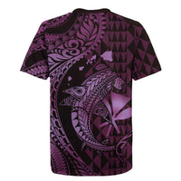 Aloha Hawaii Hammerhead Shark Rugby Jersey Purple Kakau and Polynesian Tattoo LT03 - Polynesian Pride