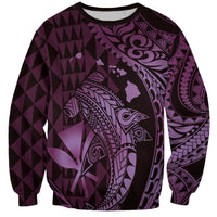 Aloha Hawaii Hammerhead Shark Sweatshirt Purple Kakau and Polynesian Tattoo LT03 Unisex Purple - Polynesian Pride