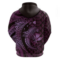Aloha Hawaii Hammerhead Shark Zip Hoodie Purple Kakau and Polynesian Tattoo LT03 - Polynesian Pride