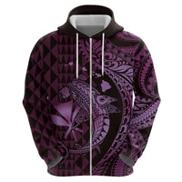 Aloha Hawaii Hammerhead Shark Zip Hoodie Purple Kakau and Polynesian Tattoo LT03 - Polynesian Pride