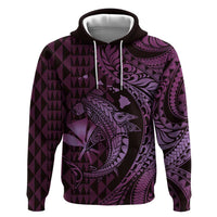 Aloha Hawaii Hammerhead Shark Zip Hoodie Purple Kakau and Polynesian Tattoo LT03 Pullover Hoodie Purple - Polynesian Pride
