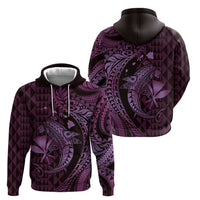 Aloha Hawaii Hammerhead Shark Zip Hoodie Purple Kakau and Polynesian Tattoo LT03 - Polynesian Pride