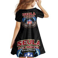 American Samoa Fautasi Family Matching Summer Maxi Dress and Hawaiian Shirt Pago Pago Aeto and Iseula o le Moana of Fagatogo Black Color - Polynesian Pride