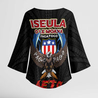 American Samoa Fautasi Kimono Sleeve Blouse Pago Pago Aeto and Iseula o le Moana of Fagatogo Black Color - Polynesian Pride