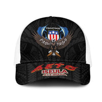 American Samoa Fautasi Mesh Trucker Cap Pago Pago Aeto and Iseula o le Moana of Fagatogo Black Color - Polynesian Pride