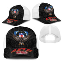 American Samoa Fautasi Mesh Trucker Cap Pago Pago Aeto and Iseula o le Moana of Fagatogo Black Color - Polynesian Pride