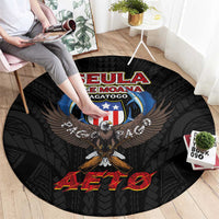 American Samoa Fautasi Round Carpet Pago Pago Aeto and Iseula o le Moana of Fagatogo Black Color - Polynesian Pride