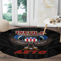 American Samoa Fautasi Round Carpet Pago Pago Aeto and Iseula o le Moana of Fagatogo Black Color - Polynesian Pride