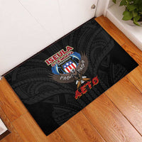 American Samoa Fautasi Rubber Doormat Pago Pago Aeto and Iseula o le Moana of Fagatogo Black Color - Polynesian Pride