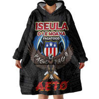American Samoa Fautasi Wearable Blanket Hoodie Pago Pago Aeto and Iseula o le Moana of Fagatogo Black Color - Polynesian Pride