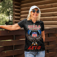American Samoa Fautasi Women Polo Shirt Pago Pago Aeto and Iseula o le Moana of Fagatogo Black Color - Polynesian Pride