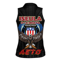 American Samoa Fautasi Women Sleeveless Polo Shirt Pago Pago Aeto and Iseula o le Moana of Fagatogo Black Color - Polynesian Pride