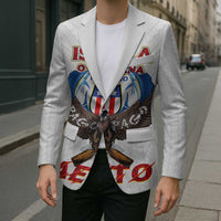 American Samoa Fautasi Blazer Pago Pago Aeto and Iseula o le Moana of Fagatogo White Color - Polynesian Pride