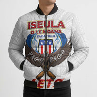 American Samoa Fautasi Bomber Puffer Jacket Pago Pago Aeto and Iseula o le Moana of Fagatogo White Color - Polynesian Pride