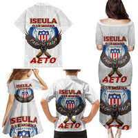 American Samoa Fautasi Family Matching Puletasi and Hawaiian Shirt Pago Pago Aeto and Iseula o le Moana of Fagatogo White Color - Polynesian Pride