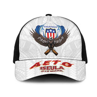 American Samoa Fautasi Mesh Trucker Cap Pago Pago Aeto and Iseula o le Moana of Fagatogo White Color - Polynesian Pride