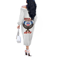 American Samoa Fautasi Off The Shoulder Long Sleeve Dress Pago Pago Aeto and Iseula o le Moana of Fagatogo White Color - Polynesian Pride
