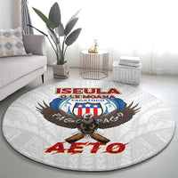 American Samoa Fautasi Round Carpet Pago Pago Aeto and Iseula o le Moana of Fagatogo White Color - Polynesian Pride