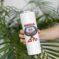 American Samoa Fautasi Skinny Tumbler Pago Pago Aeto and Iseula o le Moana of Fagatogo White Color - Polynesian Pride