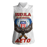 American Samoa Fautasi Women Sleeveless Polo Shirt Pago Pago Aeto and Iseula o le Moana of Fagatogo White Color - Polynesian Pride