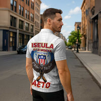 American Samoa Fautasi Zipper Polo Shirt Pago Pago Aeto and Iseula o le Moana of Fagatogo White Color - Polynesian Pride