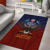 American Samoa Fautasi Area Rug Pago Pago Aeto and Iseula o le Moana of Fagatogo Red-Blue - Polynesian Pride