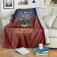 American Samoa Fautasi Blanket Pago Pago Aeto and Iseula o le Moana of Fagatogo Red-Blue - Polynesian Pride