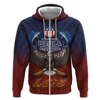 American Samoa Fautasi Hoodie Pago Pago Aeto and Iseula o le Moana of Fagatogo Red-Blue - Polynesian Pride