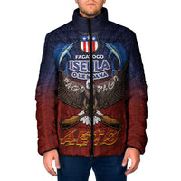 American Samoa Fautasi Padded Jacket Pago Pago Aeto and Iseula o le Moana of Fagatogo Red-Blue - Polynesian Pride