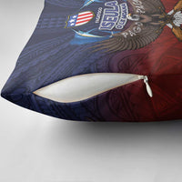 American Samoa Fautasi Pillow Cover Pago Pago Aeto and Iseula o le Moana of Fagatogo Red-Blue - Polynesian Pride