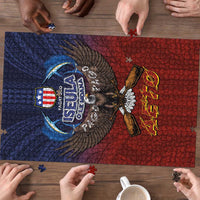 American Samoa Fautasi Puzzle Pago Pago Aeto and Iseula o le Moana of Fagatogo Red-Blue - Polynesian Pride