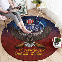 American Samoa Fautasi Round Carpet Pago Pago Aeto and Iseula o le Moana of Fagatogo Red-Blue - Polynesian Pride