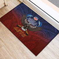 American Samoa Fautasi Rubber Doormat Pago Pago Aeto and Iseula o le Moana of Fagatogo Red-Blue - Polynesian Pride