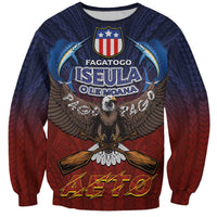 American Samoa Fautasi Sweatshirt Pago Pago Aeto and Iseula o le Moana of Fagatogo Red-Blue - Polynesian Pride