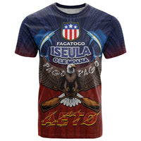 American Samoa Fautasi T Shirt Pago Pago Aeto and Iseula o le Moana of Fagatogo Red-Blue - Polynesian Pride