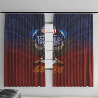 American Samoa Fautasi Window Curtain Pago Pago Aeto and Iseula o le Moana of Fagatogo Red-Blue - Polynesian Pride