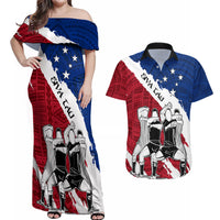 samoa-rugby-couples-matching-off-shoulder-maxi-dress-and-hawaiian-shirt-siva-tau-dance-polynesian-tattoo-brush-style