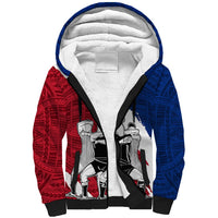 Samoa Rugby Sherpa Hoodie Siva Tau Dance Polynesian Tattoo Brush Style LT03 Unisex Red - Polynesian Pride