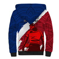 Samoa Rugby Sherpa Hoodie Siva Tau Dance Polynesian Tattoo Brush Style LT03 - Polynesian Pride