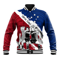 Custom Samoa Rugby Baseball Jacket Siva Tau Dance Polynesian Tattoo Brush Style LT03 Unisex Red - Polynesian Pride