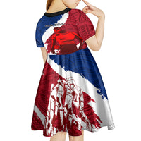 Custom Samoa Rugby Kid Short Sleeve Dress Siva Tau Dance Polynesian Tattoo Brush Style LT03 - Polynesian Pride