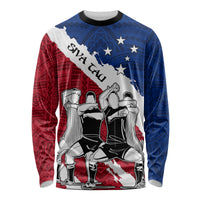 Custom Samoa Rugby Long Sleeve Shirt Siva Tau Dance Polynesian Tattoo Brush Style LT03 Unisex Red - Polynesian Pride