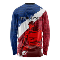 Custom Samoa Rugby Long Sleeve Shirt Siva Tau Dance Polynesian Tattoo Brush Style LT03 - Polynesian Pride