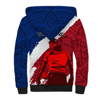 Custom Samoa Rugby Sherpa Hoodie Siva Tau Dance Polynesian Tattoo Brush Style LT03 - Polynesian Pride
