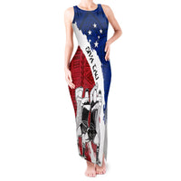 Custom Samoa Rugby Tank Maxi Dress Siva Tau Dance Polynesian Tattoo Brush Style LT03 Women Red - Polynesian Pride