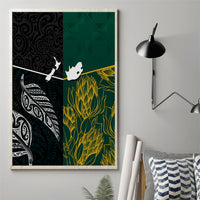 South Africa and New Zealand Canvas Wall Art King Protea and Silver Fern Mix Culture Pattern LT03 - Polynesian Pride
