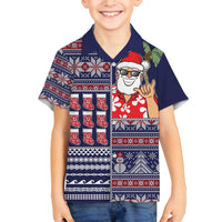 Hawaii Mele Kalikimaka Family Matching Tank Maxi Dress and Hawaiian Shirt Aloha and Christmas Elements Patchwork Blue Style LT03 Son's Shirt Blue - Polynesian Pride
