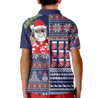 Hawaii Mele Kalikimaka Kid Polo Shirt Aloha and Christmas Elements Patchwork Blue Style LT03 - Polynesian Pride